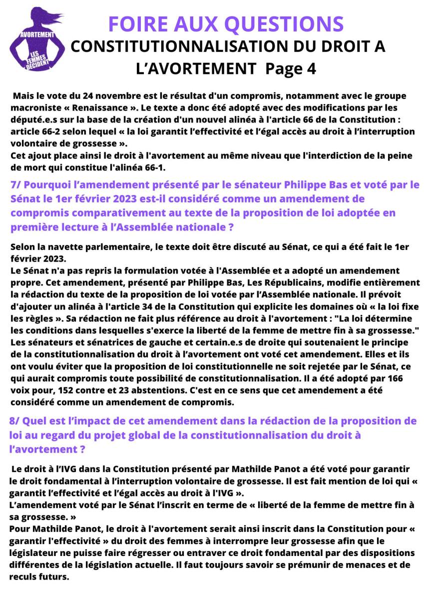 Constitutionalisation de l&rsquo;avortement – Foire aux&nbsp;questions
