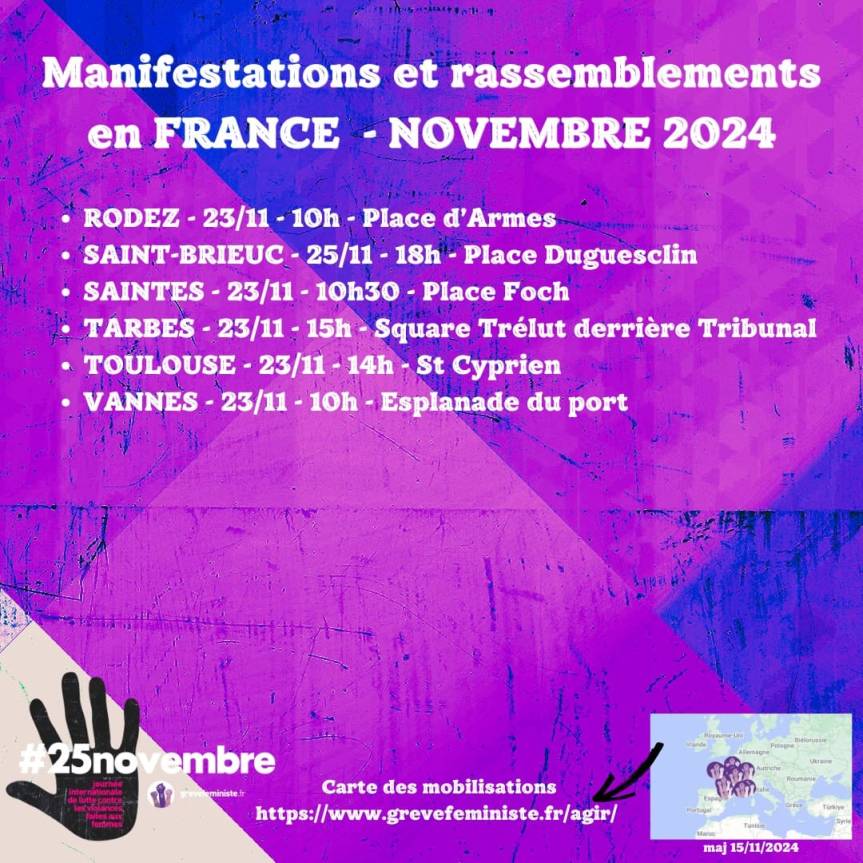 Le 23 novembre, partout des mobilisations contre les violences faites aux femmes ! Rejoignez-les&nbsp;!