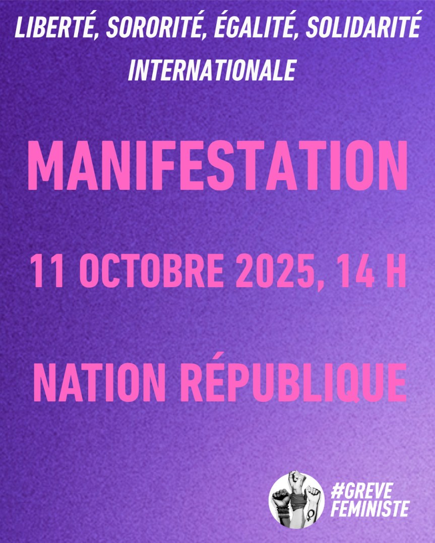 À Paris le 11 octobre, Manifestation en solidarité avec les femmes du monde&nbsp;entier